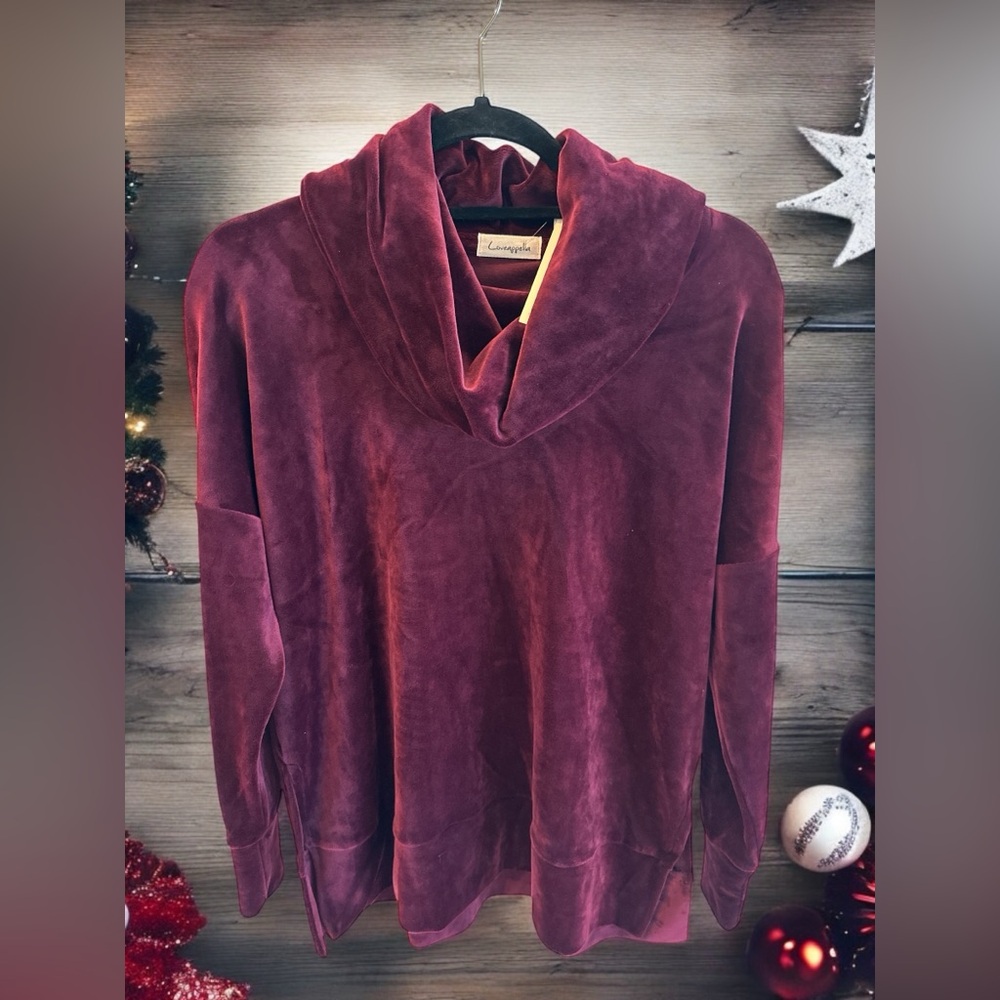 New Nordstrom Loveapella Small Burgundy long sleeved velour pullover! NWT